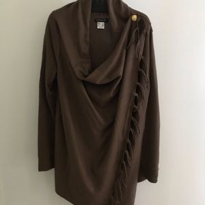 Venus brown lightweight fringe cardigan